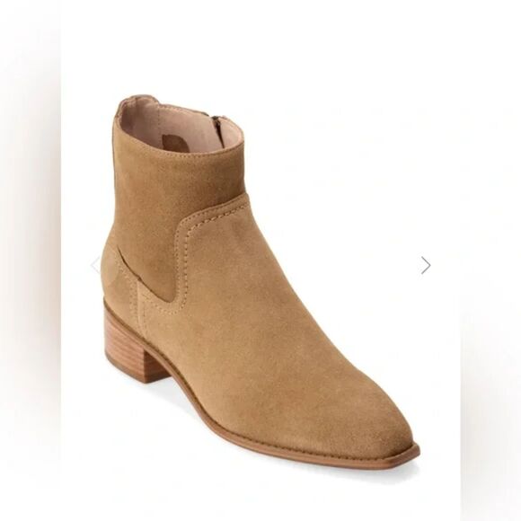 Cole Haan Naia Ankle Booties Light Brown Suede New Sz 7.5 - Picture 1 of 6
